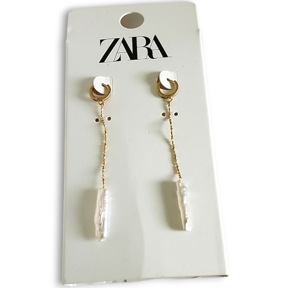 Zara Jewelry - ZARA Golden FRESHWATER Pearl Drop Earrings